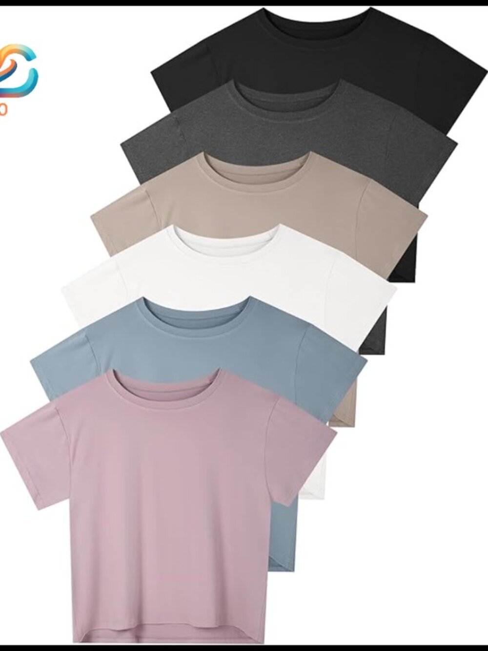6 Pack Women's Crop Top Short Sleeve Athletic Workout Yoga Tees